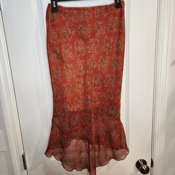 Fashion Bug VTG Y2K ruffle hem boho asymmetrical midi skirt size S - Picture 4 of 6